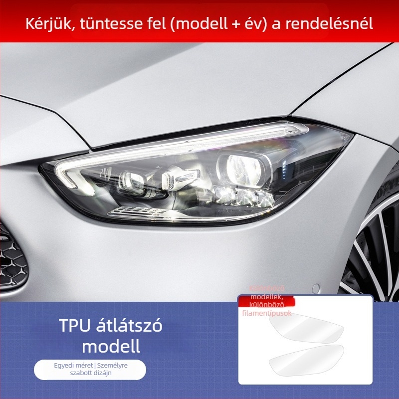 Mercedes-Benz TPU elsőfényszóró fólia, karcolásálló, karcolásjavítás, fényvezérlő kontroll, védőfilm