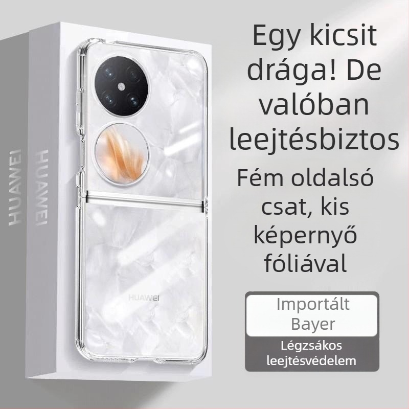 Egy darabos szilikon védőtok Huawei Pocket 2/S-hez, hajtogatható kijelzővel és védőfóliával, teljes lefedettség, ütésálló