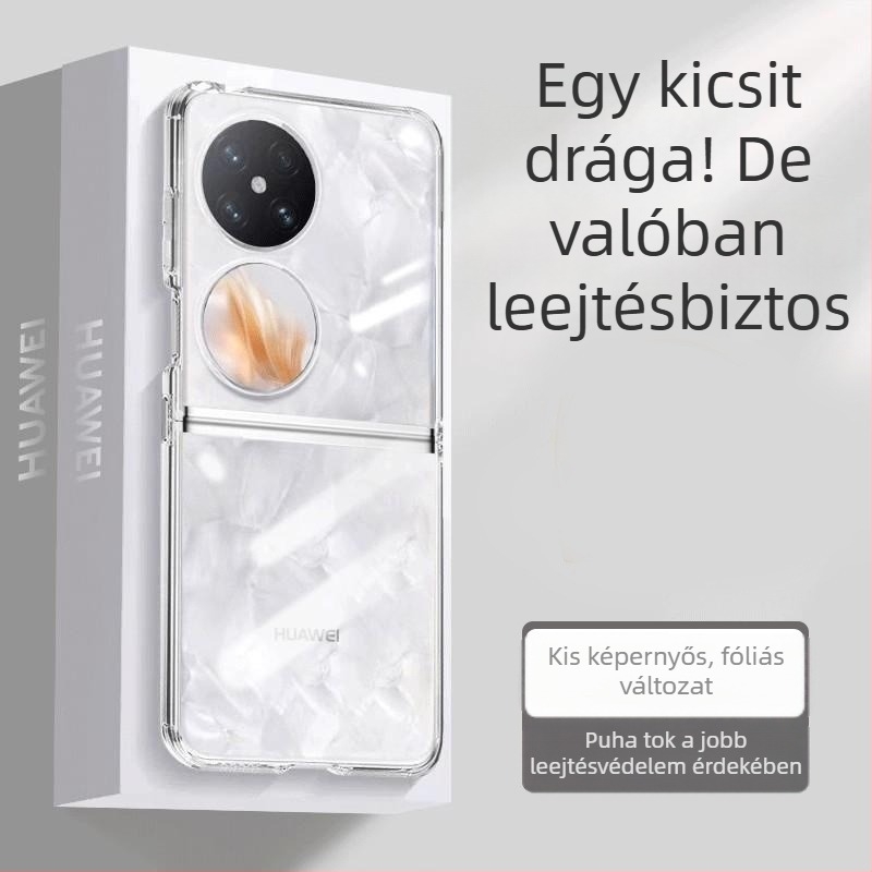 Egy darabos szilikon védőtok Huawei Pocket 2/S-hez, hajtogatható kijelzővel és védőfóliával, teljes lefedettség, ütésálló