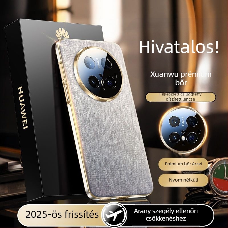 Huawei Mate60 Pro+ telefonvédő tok, egyszerű bőrből, elektroplakolt felülettel, ujjlenyomat-mentes, Huawei-kompatibilis, testreszabás támogatott