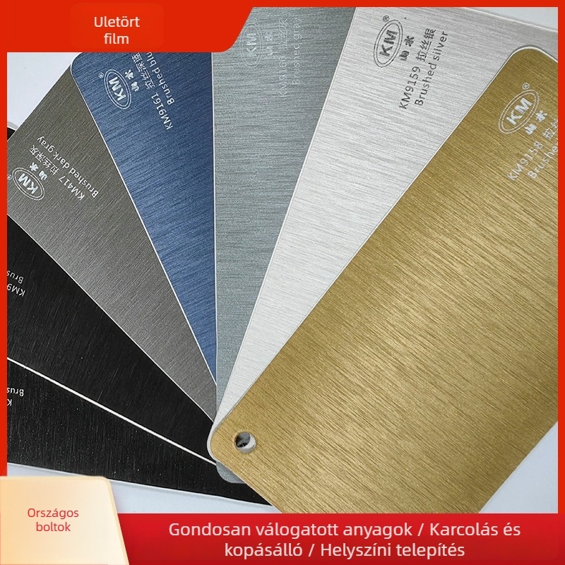 Autó színváltó wrap fólia belső és külső felületekhez, öntapadó dekoratív bevonat; Redlong, PET/PVC, testreszabható feldolgozás, ragasztásos telepítés.