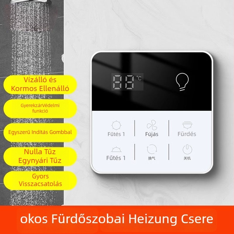 Okos fürdőszobai fűtésvezérlő kapcsoló érintőpanellel, vízálló, 50–440V, Loose