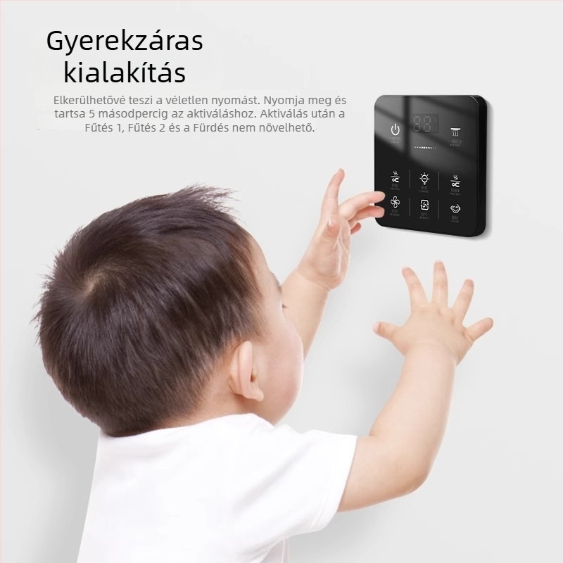 Okos fürdőszobai fűtésvezérlő kapcsoló érintőpanellel, vízálló, 50–440V, Loose