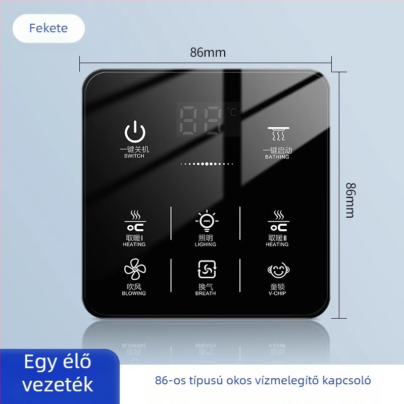 Okos fürdőszobai fűtésvezérlő kapcsoló érintőpanellel, vízálló, 50–440V, Loose