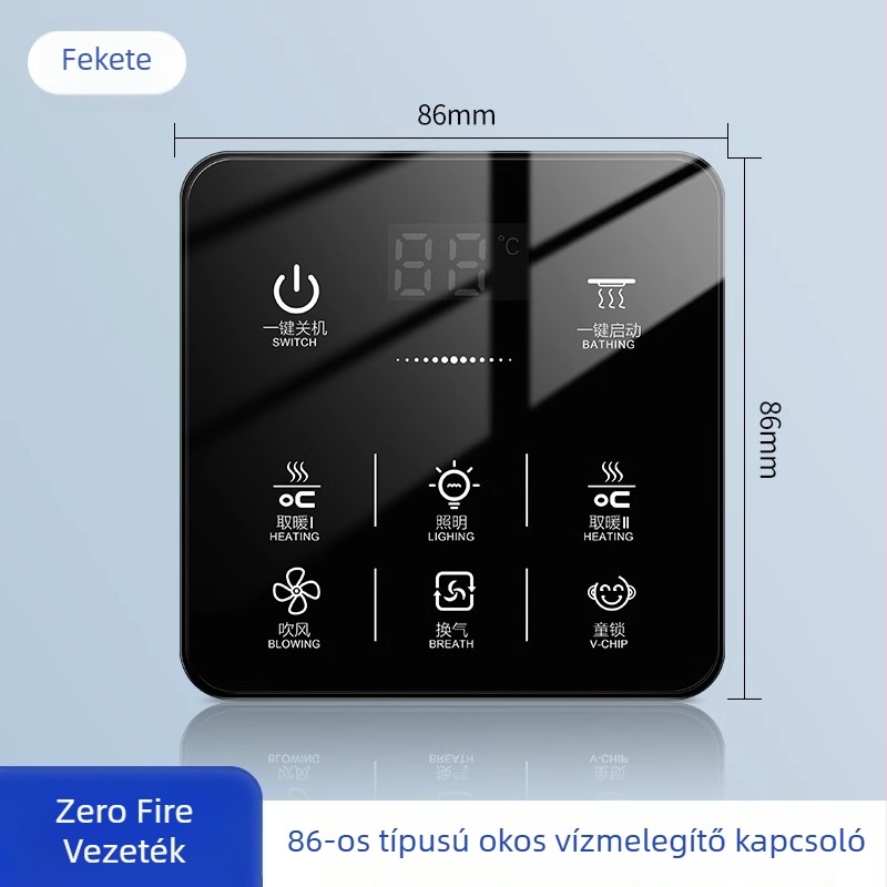 Okos fürdőszobai fűtésvezérlő kapcsoló érintőpanellel, vízálló, 50–440V, Loose