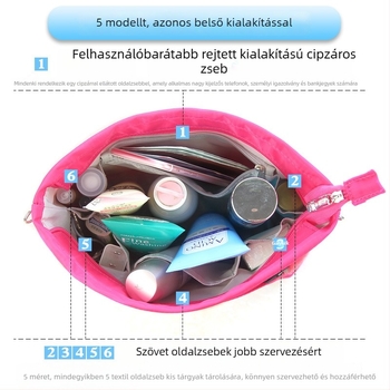 Utazási kozmetikai táska Red Tadpole — nylon, smink tárolás és belső támasz, alak: fordított trapéz és gombóc