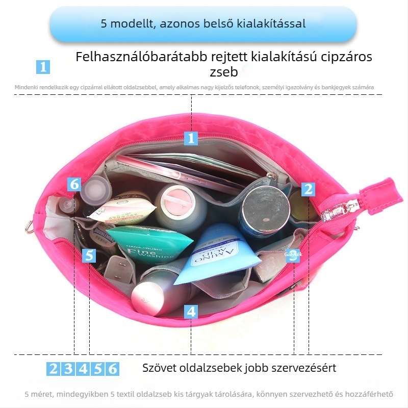 Utazási kozmetikai táska Red Tadpole — nylon, smink tárolás és belső támasz, alak: fordított trapéz és gombóc