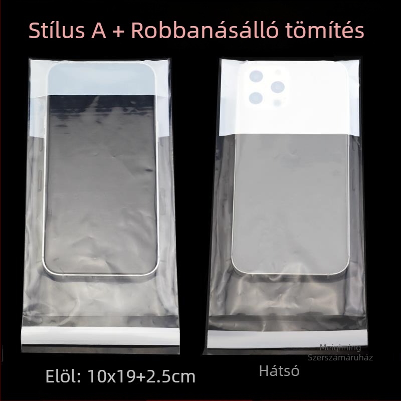 Egyszer használatos mobiltelefon-táska kamerafelvétel elleni védelemmel, magánéletet védő borítással és ragasztós zárással