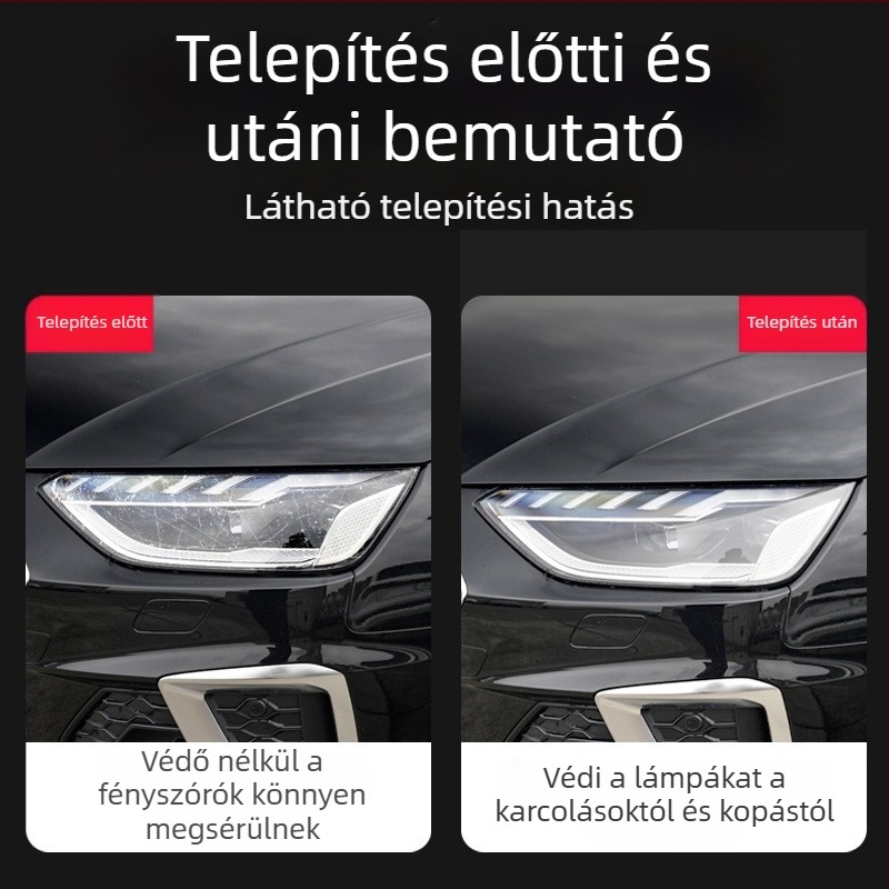Fényszóróvédő film | Hidrogel membrán | Egyrészes formázás | Koptatás- és karcolásálló | Audi fényszórókhoz