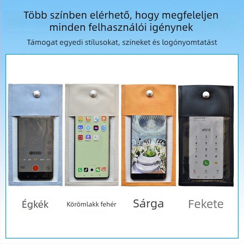 Mobiltelefon táska kamerázás elleni védelemmel, derékszögű kialakítás, PVC+PU anyag, uniszex, esküvőkre