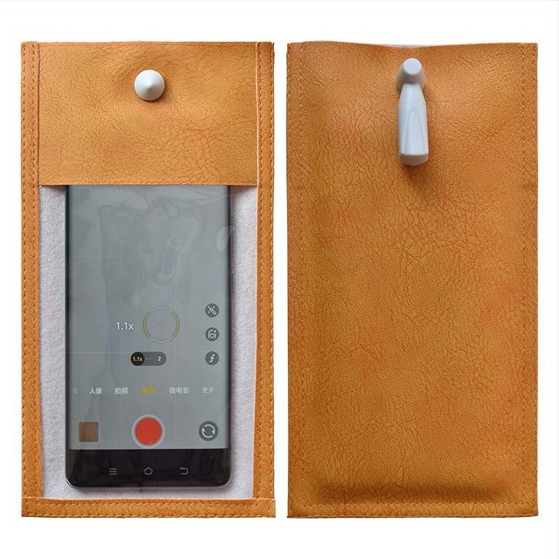 Mobiltelefon táska kamerázás elleni védelemmel, derékszögű kialakítás, PVC+PU anyag, uniszex, esküvőkre