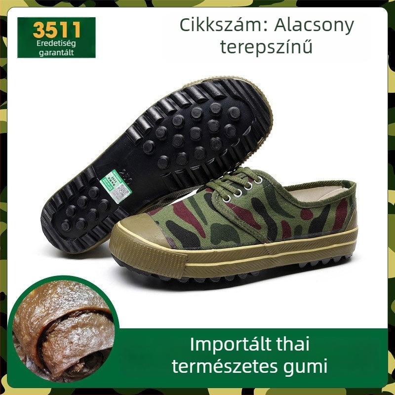 3511 Katonai zöld színű munkacipő terepmunkára, kopásálló, csúszásmentes, uniszex