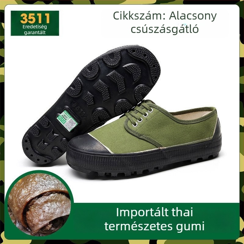 3511 Katonai zöld színű munkacipő terepmunkára, kopásálló, csúszásmentes, uniszex