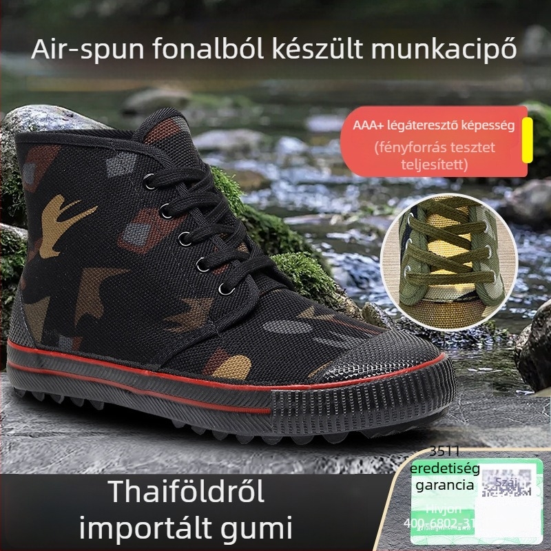 3511 Katonai zöld színű munkacipő terepmunkára, kopásálló, csúszásmentes, uniszex
