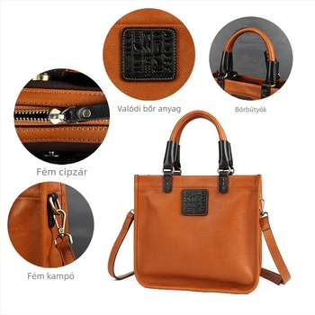 Valódi bőr női táska, függőleges négyzet alakú crossbody, cipzárral, telefonzseb – Zhuo Liang