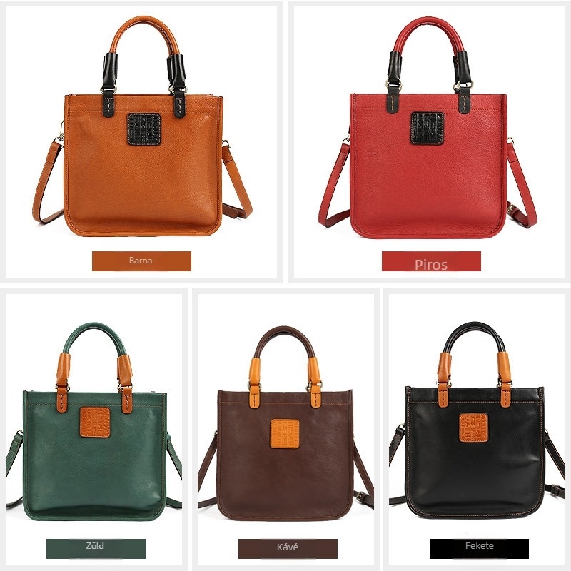 Valódi bőr női táska, függőleges négyzet alakú crossbody, cipzárral, telefonzseb – Zhuo Liang