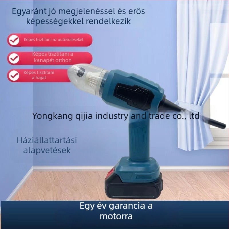 Autóba való kézi porszívó vezeték nélküli töltéssel, 2–in–1 fúvás és szívás, erős és kompakt