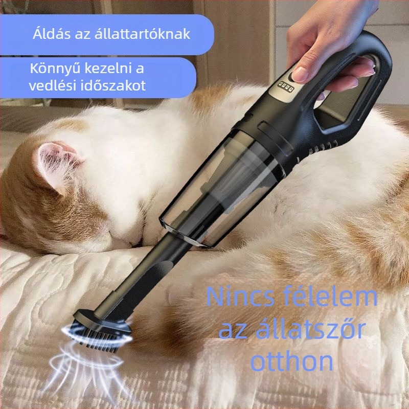 Kézi vezeték nélküli porszívó autóhoz és otthonhoz — szívóerő 20000 Pa, 300 W, újratölthető, zaj 70 dB, 3 m hosszú kábel