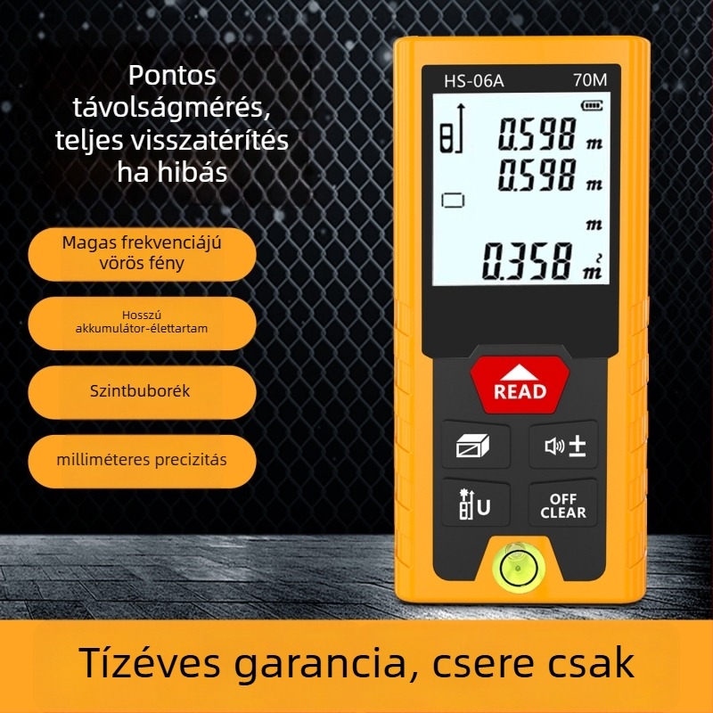 Lézertávmérő – Kétfunkciós, Infravörös lézer, Magas pontosság, Digitális vonalzó