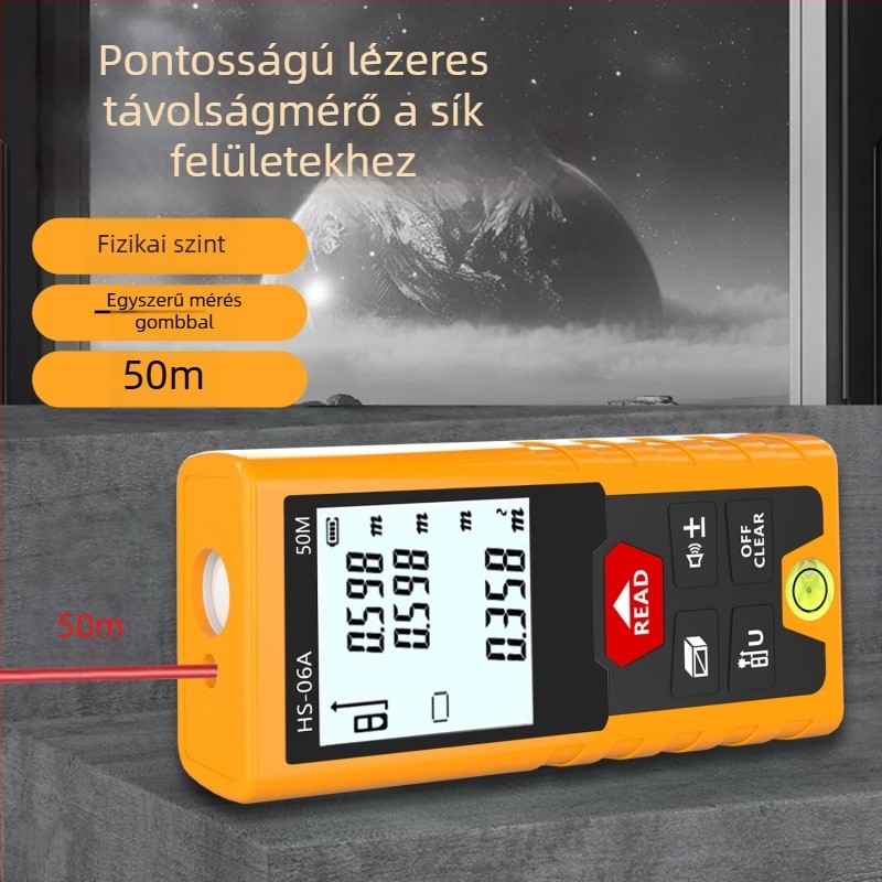 Lézertávmérő – Kétfunkciós, Infravörös lézer, Magas pontosság, Digitális vonalzó