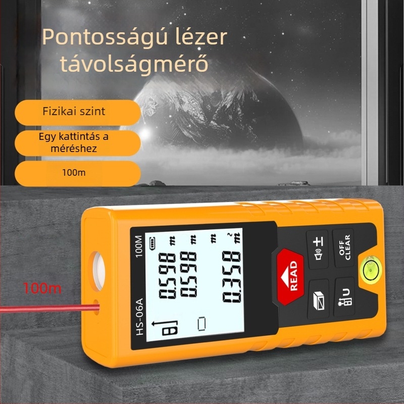 Lézertávmérő – Kétfunkciós, Infravörös lézer, Magas pontosság, Digitális vonalzó
