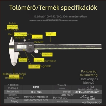 UPM Digitális tolómérő 0-150mm/0-200mm kiváló precizitás