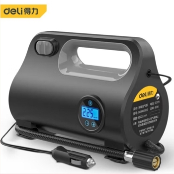 Deli elektromos hordozható autó légpumpa digitális kijelzővel és LED világítással, 12V, 80W, 30 L/min