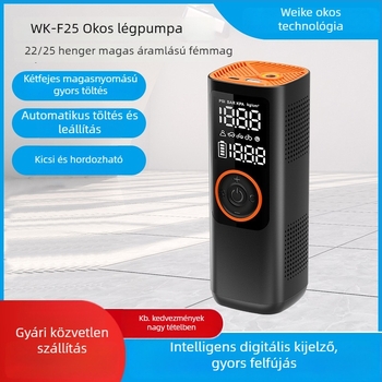 Vezeték nélküli hordozható autólégpumpa digitális kijelzővel, 12V, 120W, 35 L/perc – rendkívül gyors felfújás