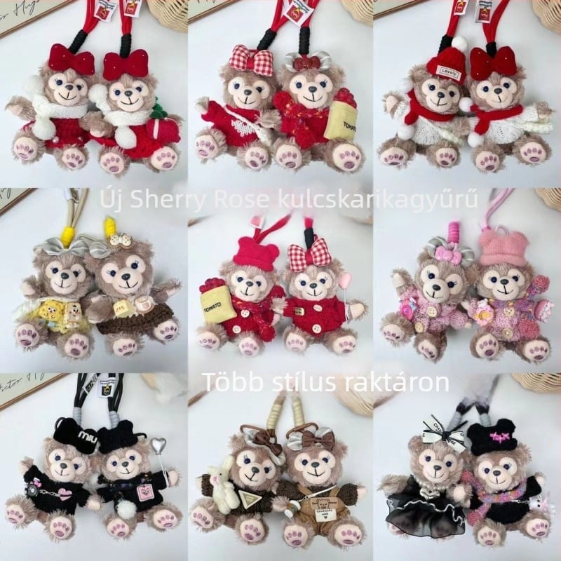 Púpos medve kulcstartó – táska akasztó, karikatúra stílus, mintás kis medve, PP pamut, 2025 tavasz