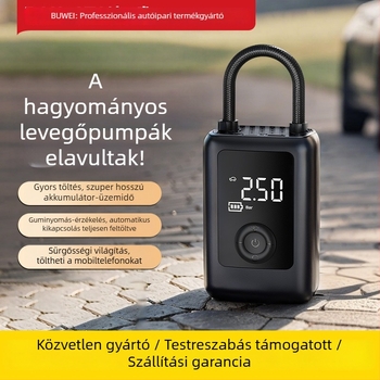 Buwei hordozható autógumi pumpa digitális nyomásmérővel, 12 V, újratölthető, 40 L/min, <80 W