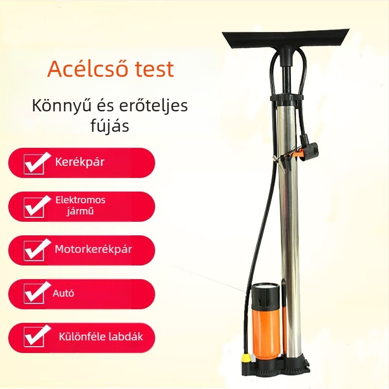 Qianli magasnyomású kézi pumpa kerékpárhoz – vas test, maximális nyomás 12 MPa, tartozék: három karmú levegőcsúcs