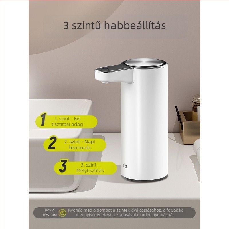 Eko rozsdamentes acél habos szappan adagoló intelligens szenzorral – automatikus, CE tanúsítvány, konyha- és fürdőszobai mosogatóhoz