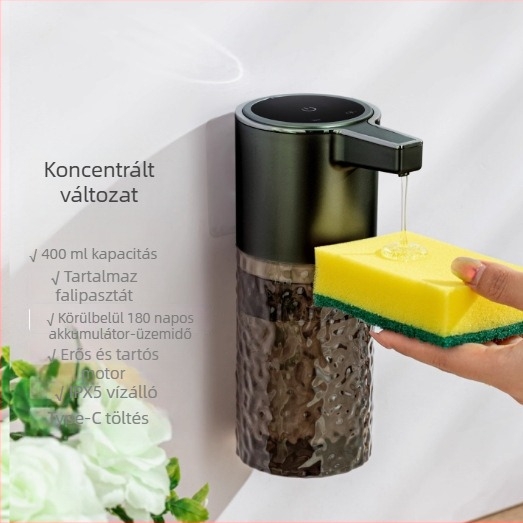 Érzékelős szappanadagoló, falra szerelhető, ABS anyag, elektroplakált felület, indukciós működés, 320 g