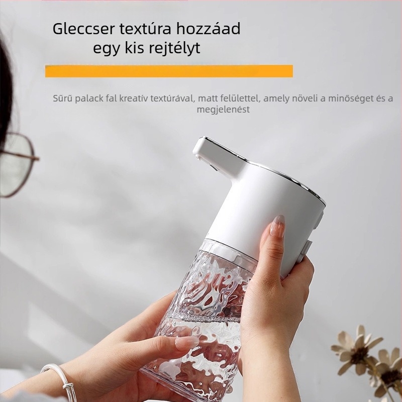Érzékelős szappanadagoló, falra szerelhető, ABS anyag, elektroplakált felület, indukciós működés, 320 g