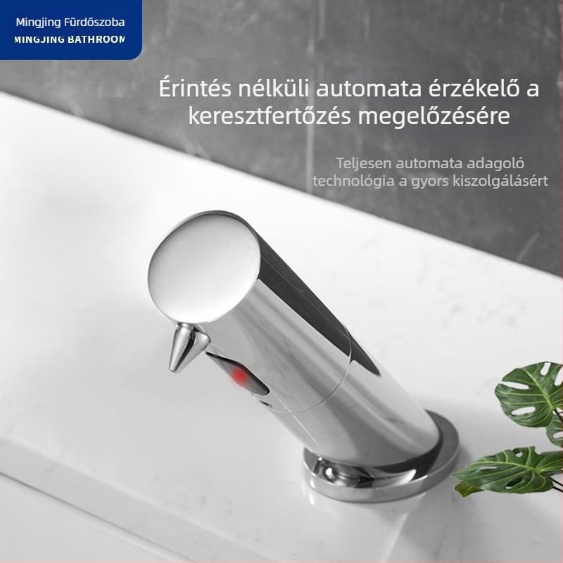 Réz anyagú szenzoros szappanadagoló habos szappanhoz, falra szerelhető, Modell 818, elektroplakált felülettel.