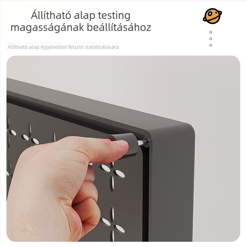 Fürdőszobai padlón álló tárolópolc, sarok elrendezés, szerelés fúrás nélkül, 1 polc, modern minimalista stílus