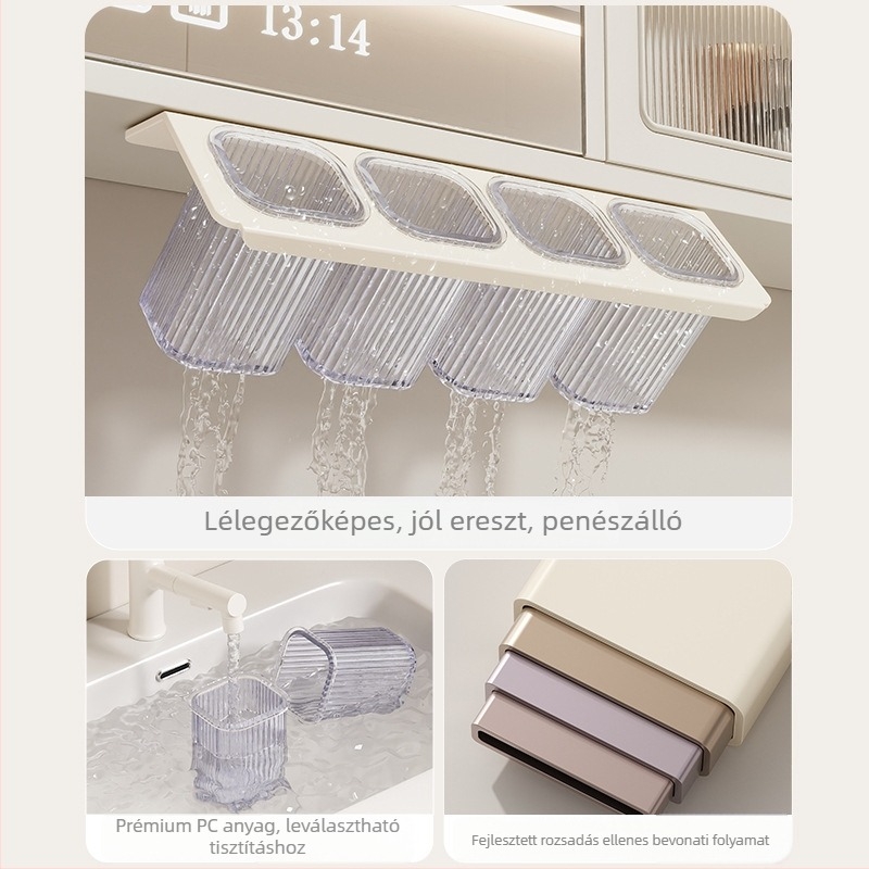 Falra szerelhető vécé tároló polc, alumínium ötvözet, modell 1225, teherbírás 10 kg, 1 polc, modern minimalista stílus