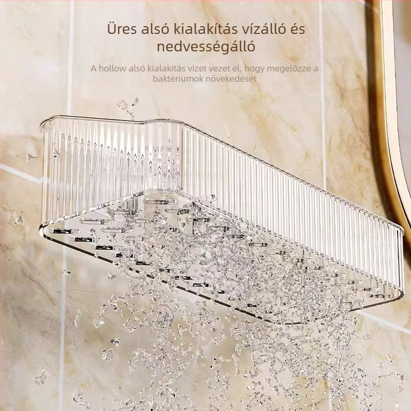 Fürdőszobai falra szerelt tárolópolc, műanyag, Skandináv stílus, 1 réteg, sima felület