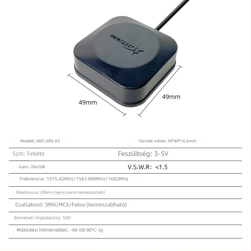 GNSS járműpozicionáló antenna – GPS + Beidou, aktív műholdvevő, kerámia külső antenna