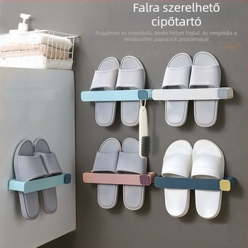 Fali polc papucsokhoz a fürdőszobában, 1 szintű, műanyag, szívó rögzítésű
