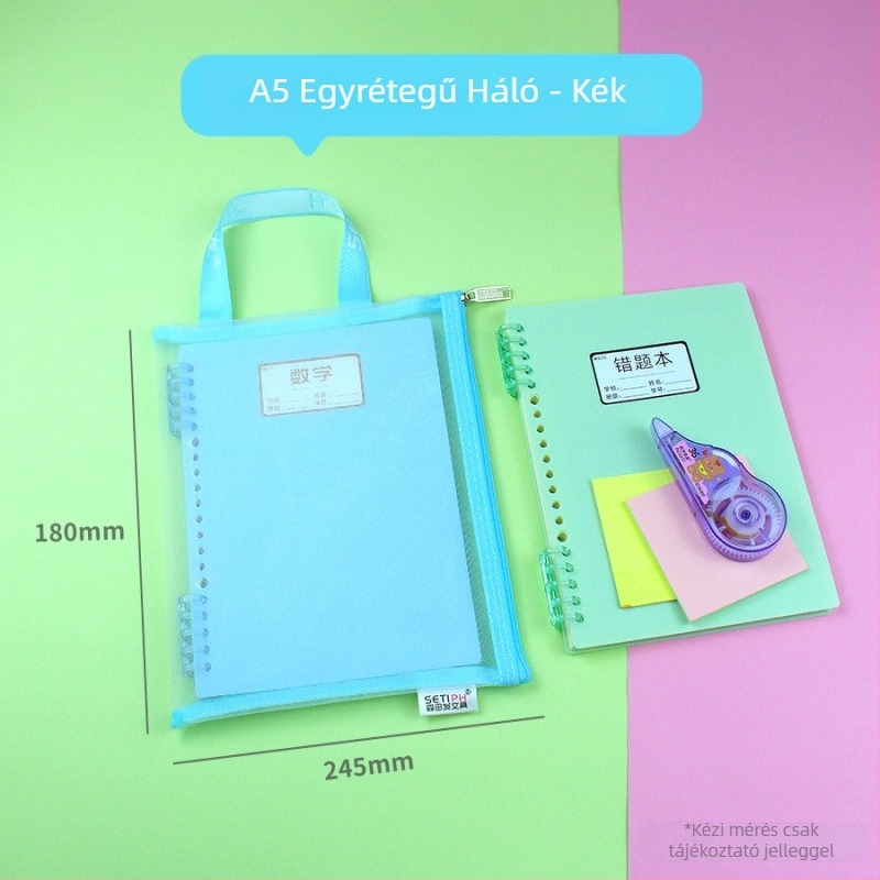 A5-ös átlátszó nylon hálós táska kozmetikumokhoz és iratokhoz