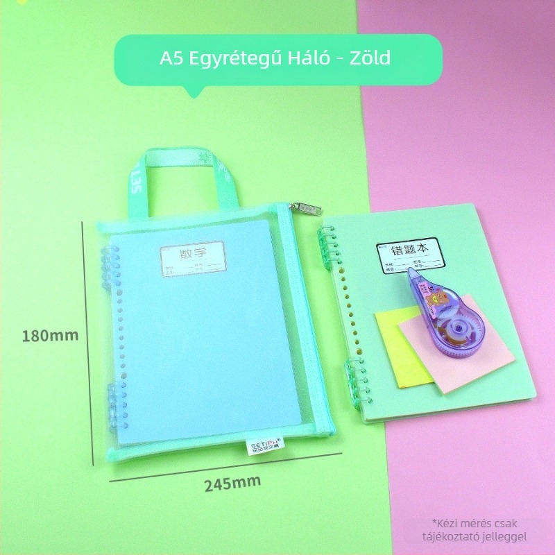 A5-ös átlátszó nylon hálós táska kozmetikumokhoz és iratokhoz