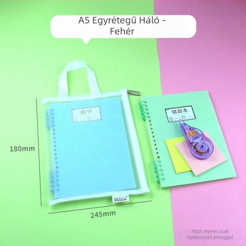 A5-ös átlátszó nylon hálós táska kozmetikumokhoz és iratokhoz