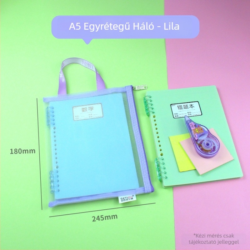 A5-ös átlátszó nylon hálós táska kozmetikumokhoz és iratokhoz