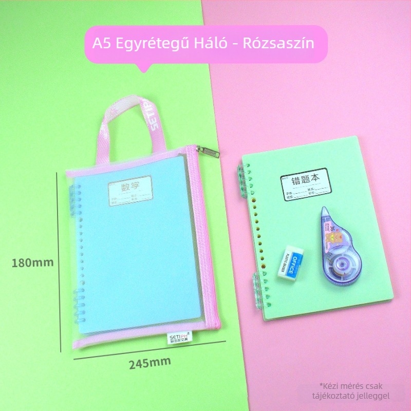 A5-ös átlátszó nylon hálós táska kozmetikumokhoz és iratokhoz