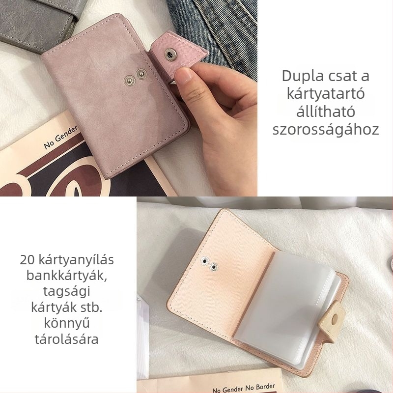 Női retro kártyatartó – kompakt, nagy kapacitású, több kártyahely, demagnetizáció elleni védelem, ultra vékony