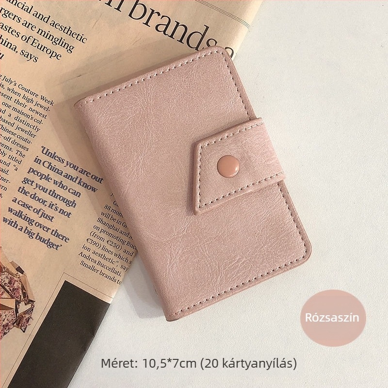Női retro kártyatartó – kompakt, nagy kapacitású, több kártyahely, demagnetizáció elleni védelem, ultra vékony