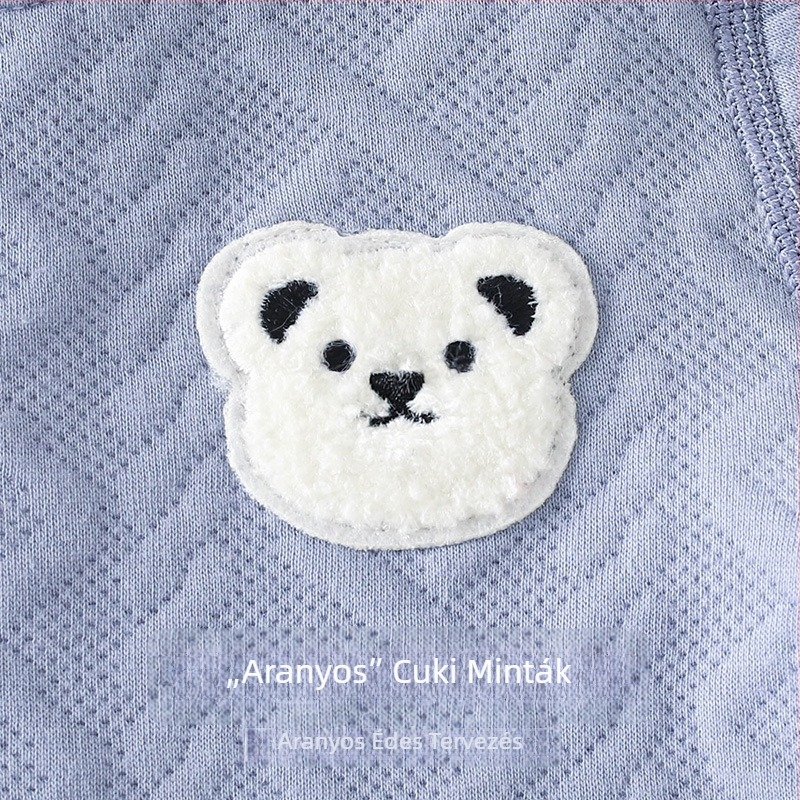 Kétrészes pamut baba- és kisgyermek alvóruha készlet magas deréknál a hasvédővel, melegen tartó, 1–3 éveseknek