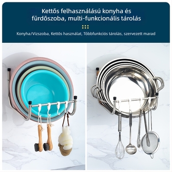 Rozsdamentes acélból készült falra szerelhető mosdópolc törölközőtartóval; többfunkciós, nedvességálló; 1 polc; alkalmas fürdőszobára, sminkre és konyhára.