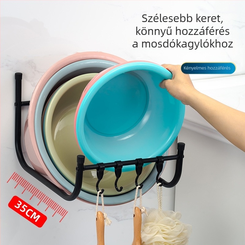 Rozsdamentes acélból készült falra szerelhető mosdópolc törölközőtartóval; többfunkciós, nedvességálló; 1 polc; alkalmas fürdőszobára, sminkre és konyhára.